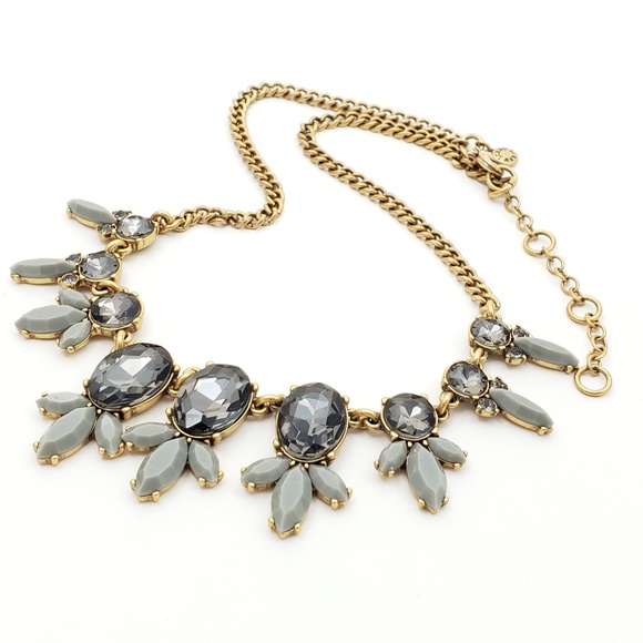 J. Crew Jewelry - J. Crew Statement Necklace Gray Clear Ovals